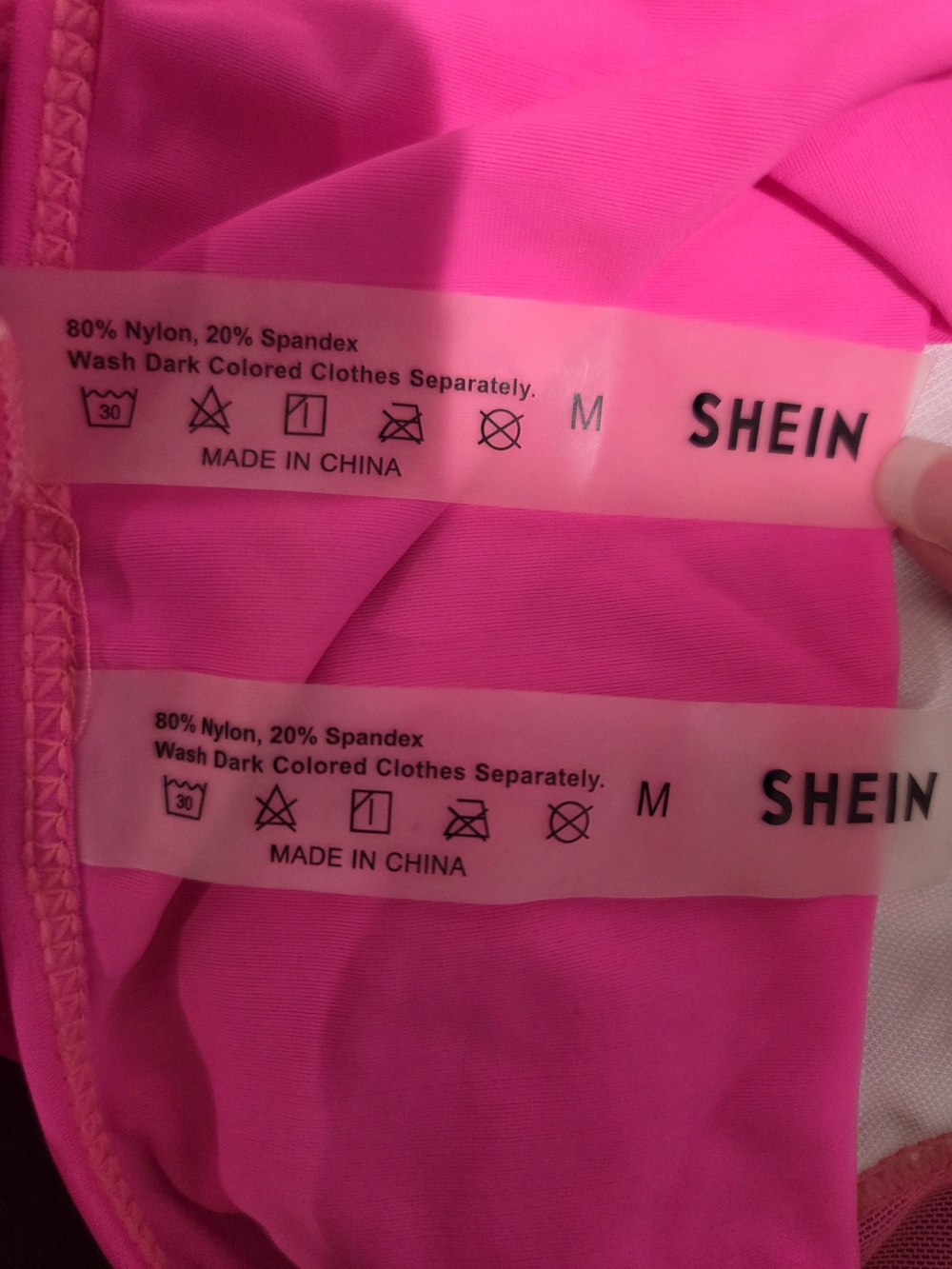 SHEIN Hot Pink Ruffle Crop Bikini with Gold Chain Straps - Picture 3 of 3